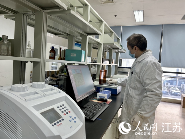 疫苗工程中心工作人员在做细菌内毒素检测。人民网王丹丹摄